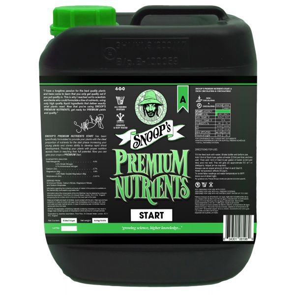 Snoop's Premium Nutrients Start A 5 Liter (Soil, Hydro Run To Waste and Hydro Recirculating)