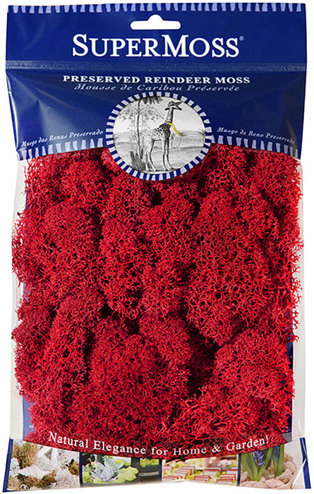 Supermoss Reindeer Moss Preserved Moss-Red, 4 oz