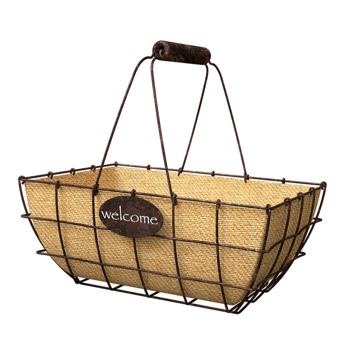 Panacea Welcome Basket With Handle-Brown, 14In