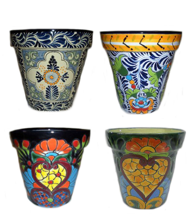 Talavera Flower Pots-Traditional Laurel Bicentenario, MD, 8 in