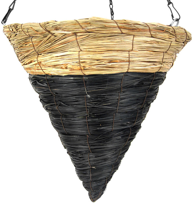 Supermoss Cone Wood Woven Hanging Basket-Natural Blackjack, 14 in