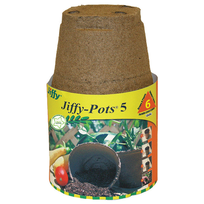 Jiffy Pots 5 Round Grows Plants-Brown, 16 Plants, 5 in