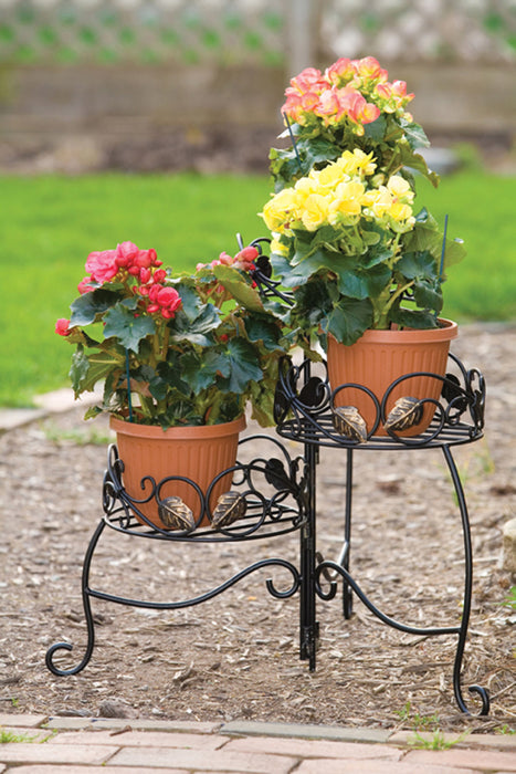 Panacea 3-Tier Folding Scroll & Ivy Plant Stand-Black, 21.5 in