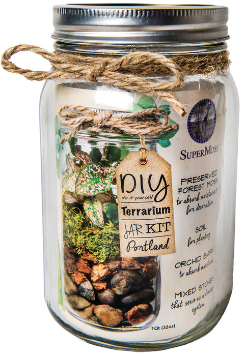 Supermoss Terrarium Kit DIY Mason Jar-Portland, Clear, 32 oz