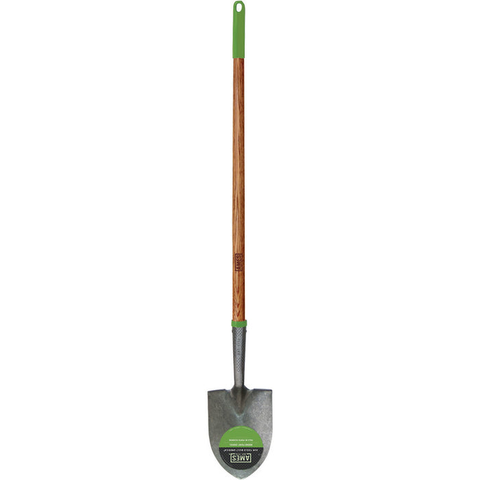 Ames Long Handle Round Point Shovel 15 Year-Floral Hardwood Handle, Brown, 52.875In X 6In X 2 in