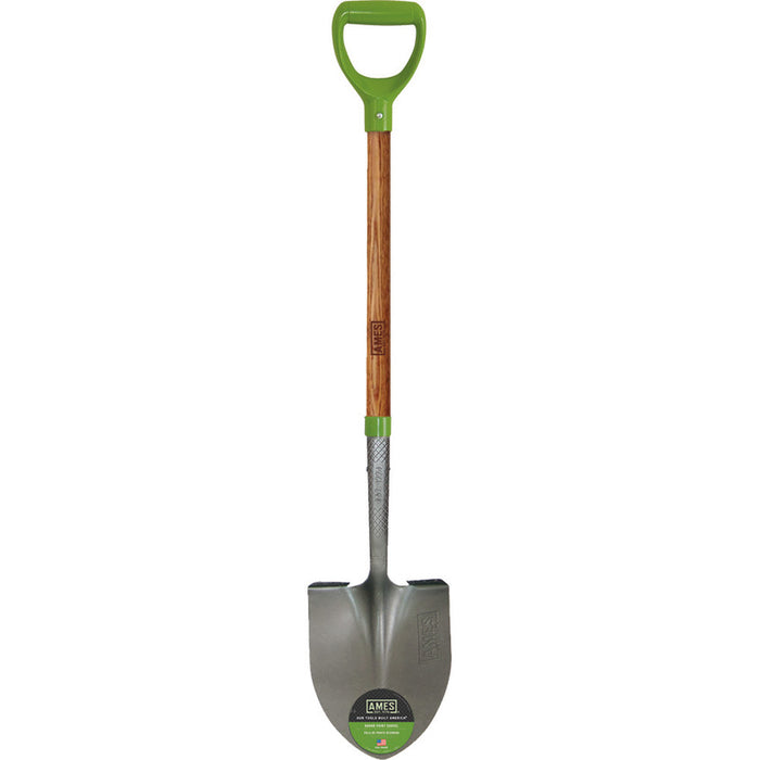 Ames D-Handle Round Point Digging Shovel Ash Wood Handle-Brown