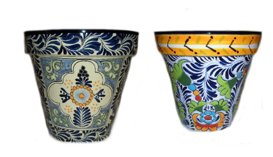 Talavera Flower Pots-Bicentenario Laurel, LG, 10 in